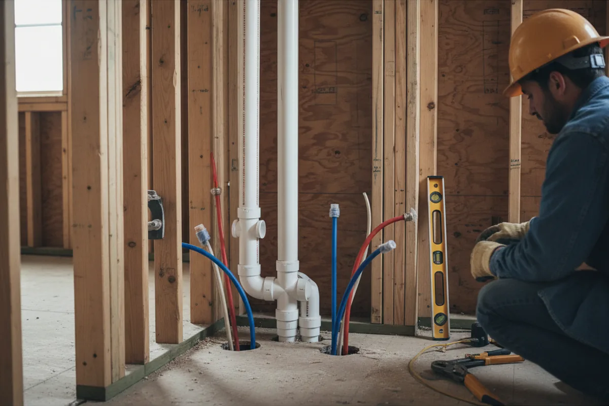 Drain and supply rough-in during Leak Detection in Chappell Hill