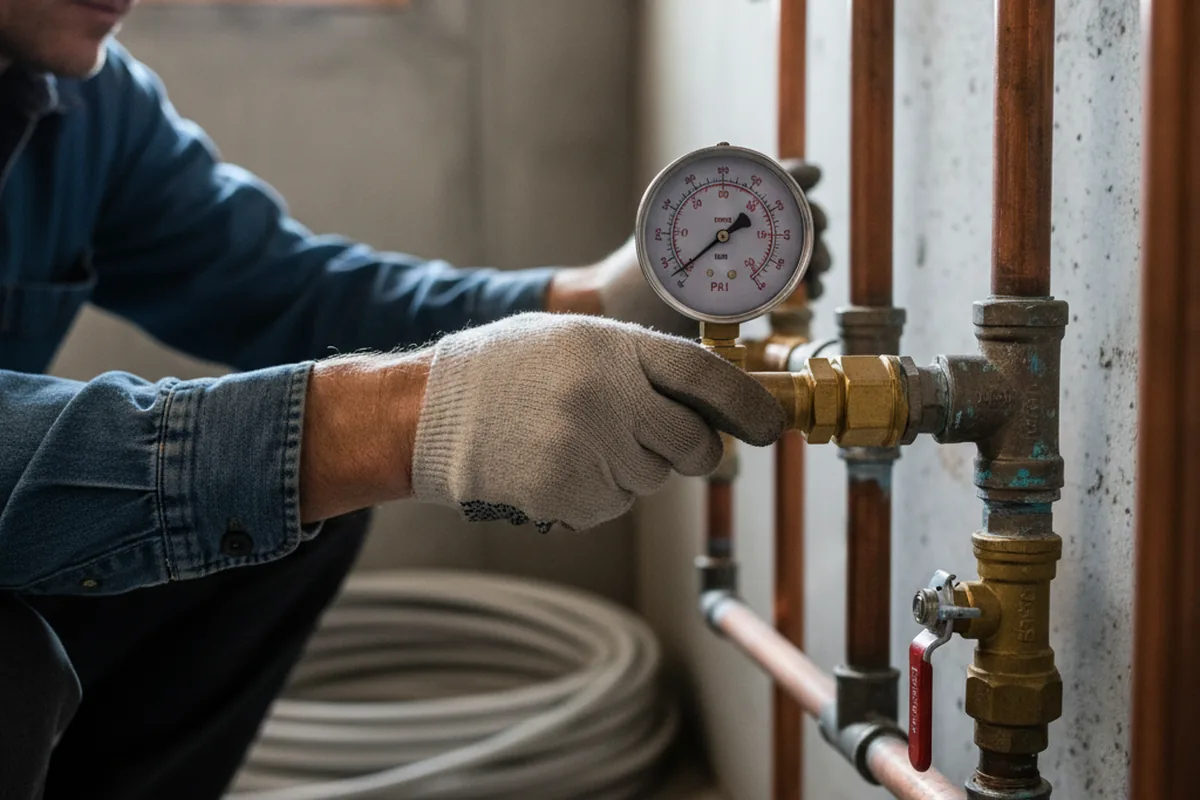Pressure testing a repaired line during Water Line Repair in Chappell Hill